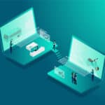 630816 _Isometric_Giant Objects Technology IT support concept, Isometric