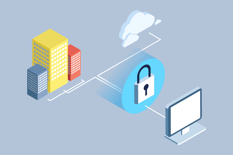 Data replication and backup isometric concept illustration