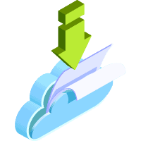 An illustration of a cloud with records emerging from it with a down arrow.