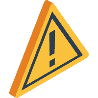 A yellow warning sign with an exclamation mark.