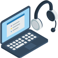 VoIP Phones An illustration of a laptop and headphones.