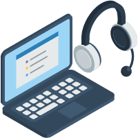 An illustration of a laptop and headphones.