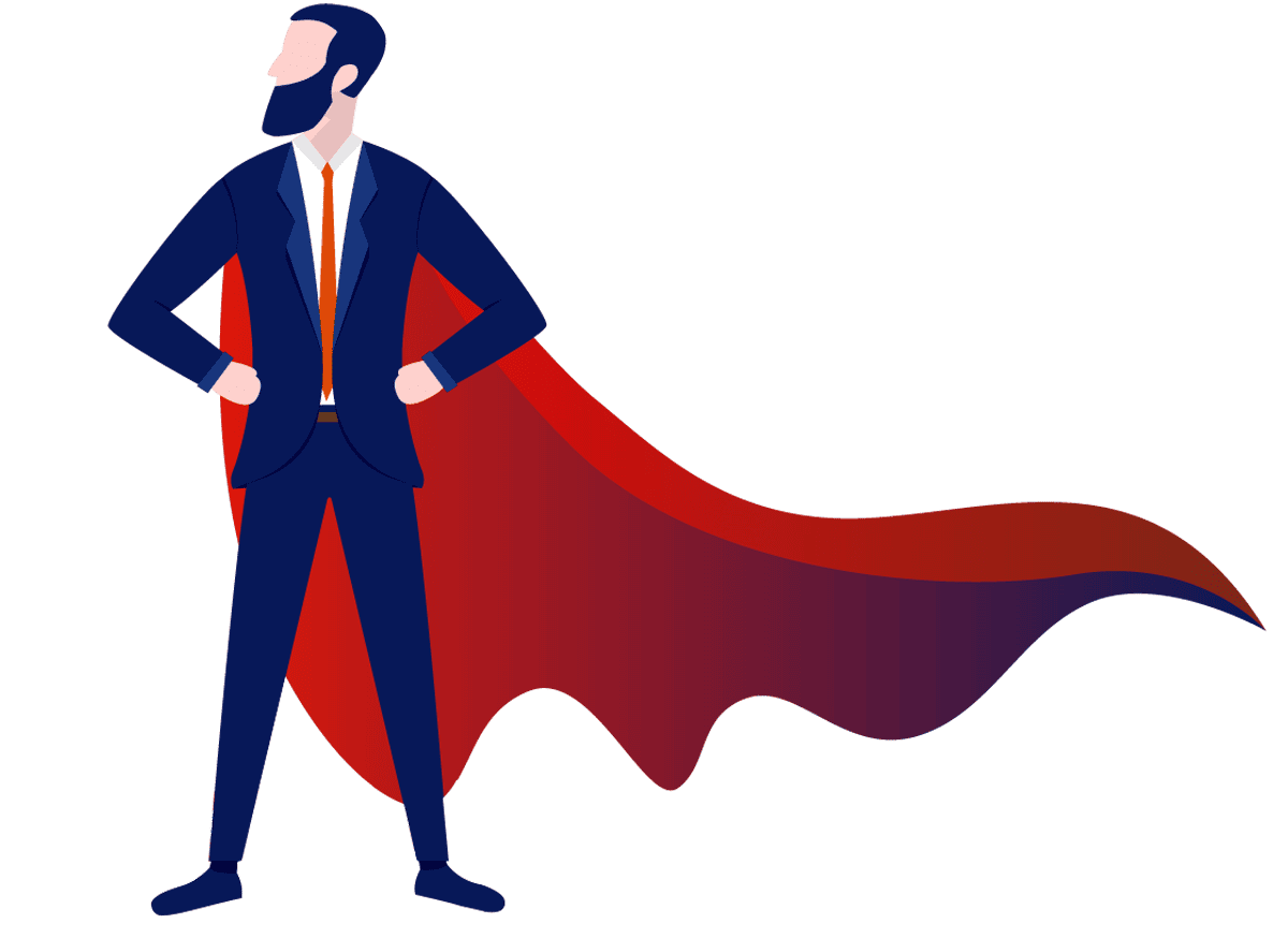 about-img A businessman wearing a cape.