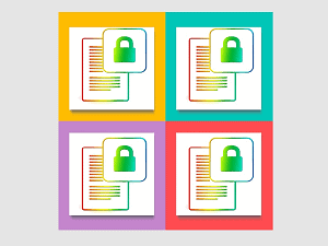 Colorful graphic showing locked files