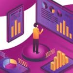 financial-planning-concept Illustration of a business owner browsing charts and graphs showing financial figures