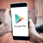 Phone displaying Google Play logo