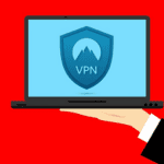 VPN logo on a laptop screen