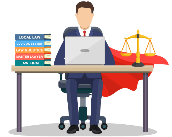 Illustration of a businessman wearing a red cape in front of a server.
